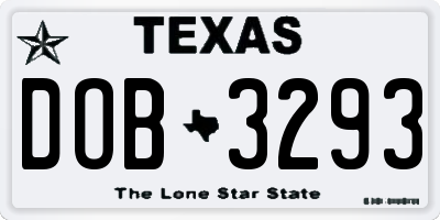 TX license plate DOB3293