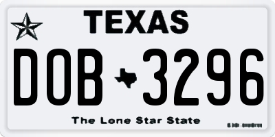 TX license plate DOB3296