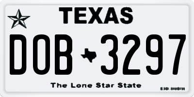 TX license plate DOB3297