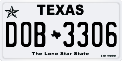 TX license plate DOB3306