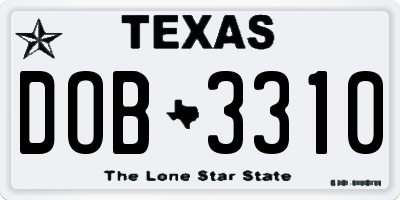 TX license plate DOB3310