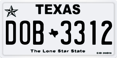 TX license plate DOB3312