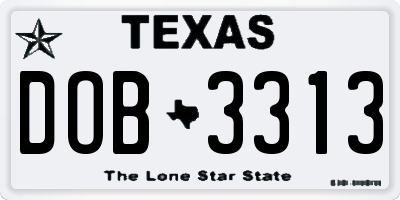 TX license plate DOB3313
