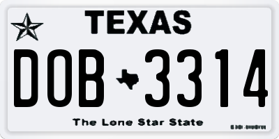 TX license plate DOB3314
