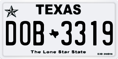 TX license plate DOB3319