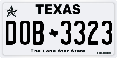 TX license plate DOB3323