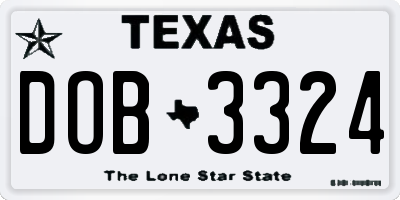 TX license plate DOB3324