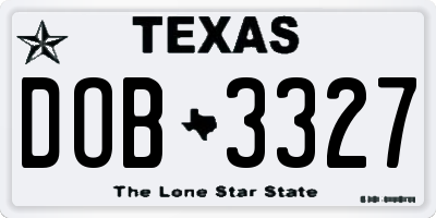 TX license plate DOB3327