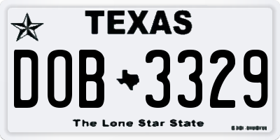 TX license plate DOB3329