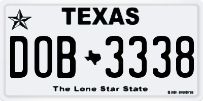 TX license plate DOB3338