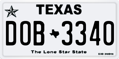 TX license plate DOB3340