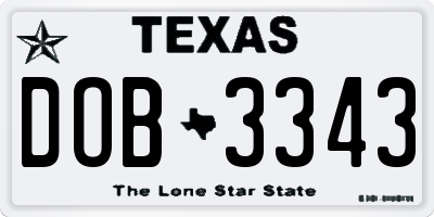 TX license plate DOB3343