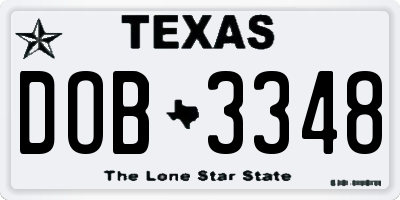 TX license plate DOB3348