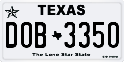TX license plate DOB3350