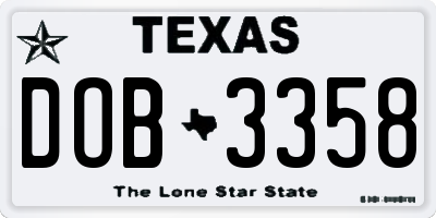 TX license plate DOB3358
