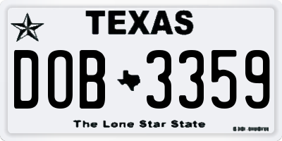 TX license plate DOB3359