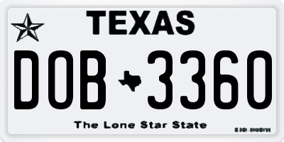 TX license plate DOB3360