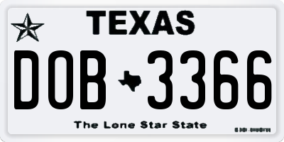 TX license plate DOB3366