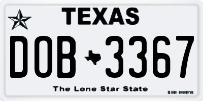 TX license plate DOB3367