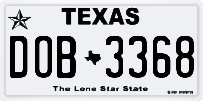 TX license plate DOB3368