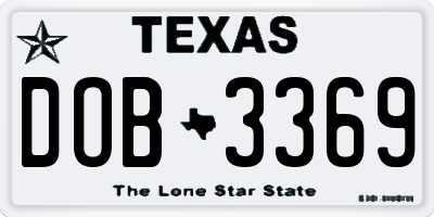 TX license plate DOB3369