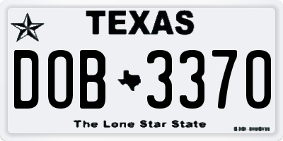 TX license plate DOB3370