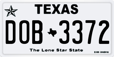 TX license plate DOB3372