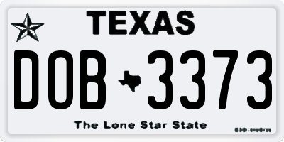 TX license plate DOB3373