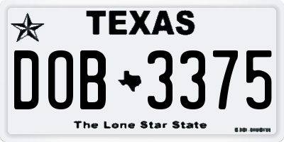 TX license plate DOB3375