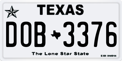 TX license plate DOB3376