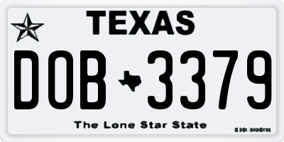 TX license plate DOB3379