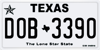 TX license plate DOB3390