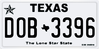 TX license plate DOB3396
