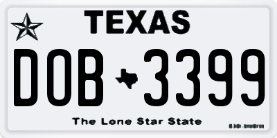 TX license plate DOB3399