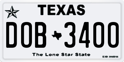 TX license plate DOB3400