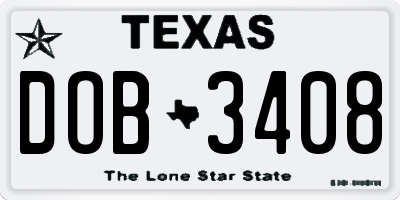 TX license plate DOB3408