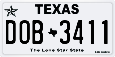 TX license plate DOB3411