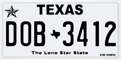TX license plate DOB3412