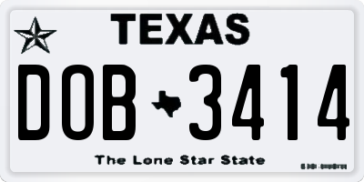 TX license plate DOB3414