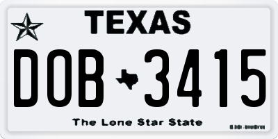 TX license plate DOB3415