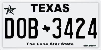 TX license plate DOB3424