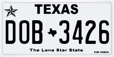 TX license plate DOB3426