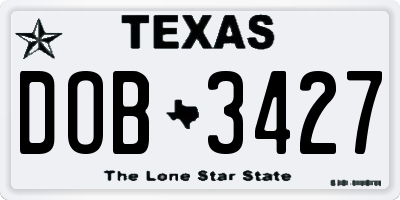 TX license plate DOB3427