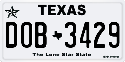 TX license plate DOB3429