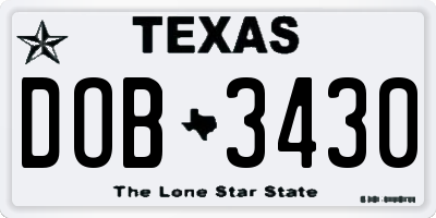 TX license plate DOB3430