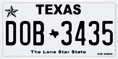 TX license plate DOB3435