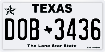 TX license plate DOB3436