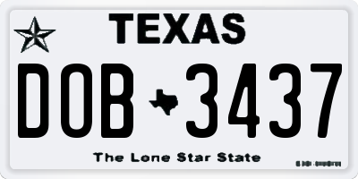 TX license plate DOB3437