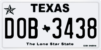 TX license plate DOB3438