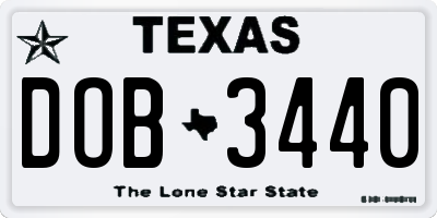 TX license plate DOB3440